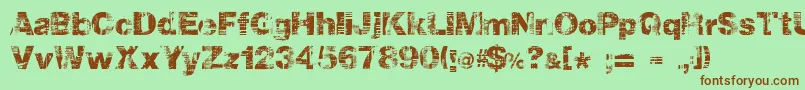 フォントHollavetica – 緑の背景に茶色のフォント