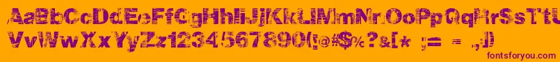 Hollavetica-fontti – violetit fontit oranssilla taustalla