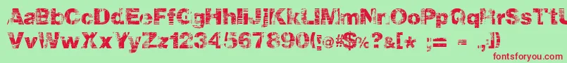 Hollavetica-fontti – punaiset fontit vihreällä taustalla