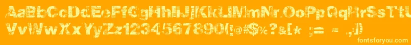Hollavetica-Schriftart – Gelbe Schriften auf orangefarbenem Hintergrund