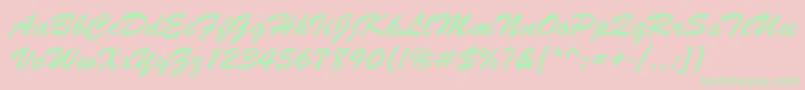 Brushscrdee-Schriftart – Grüne Schriften auf rosa Hintergrund