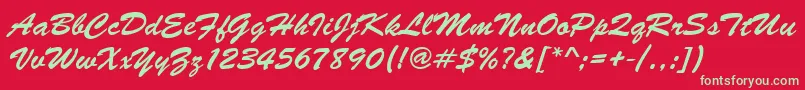 Brushscrdee Font – Green Fonts on Red Background