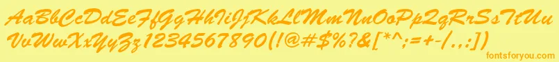 Brushscrdee Font – Orange Fonts on Yellow Background