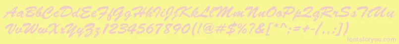 Brushscrdee Font – Pink Fonts on Yellow Background
