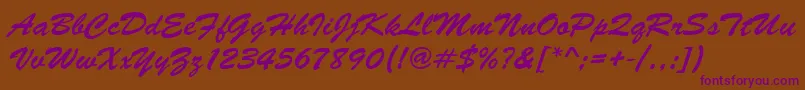 Brushscrdee Font – Purple Fonts on Brown Background