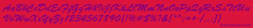 Brushscrdee Font – Purple Fonts on Red Background