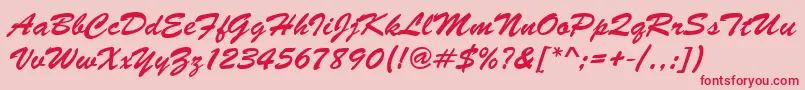 Brushscrdee-Schriftart – Rote Schriften auf rosa Hintergrund