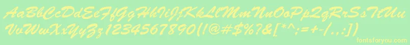 Brushscrdee Font – Yellow Fonts on Green Background