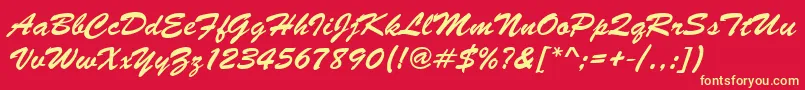 Brushscrdee Font – Yellow Fonts on Red Background