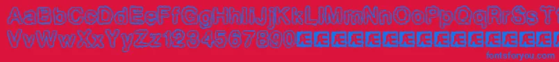 Pixlkrud-Schriftart – Blaue Schriften auf rotem Hintergrund