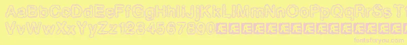 Czcionka Pixlkrud – różowe czcionki na żółtym tle