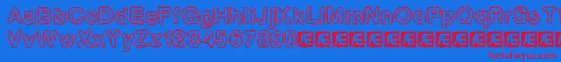 Pixlkrud Font – Red Fonts on Blue Background