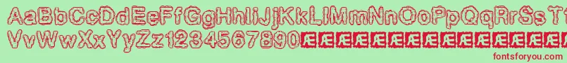Pixlkrud-Schriftart – Rote Schriften auf grünem Hintergrund