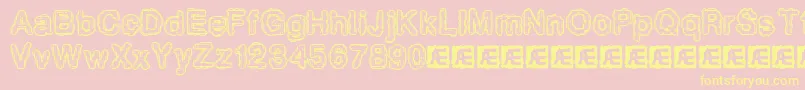 Fonte Pixlkrud – fontes amarelas em um fundo rosa