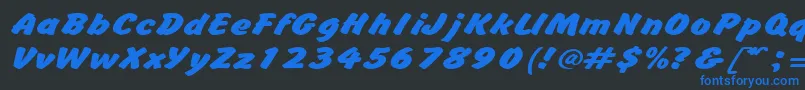 BrushhandexpandedRegular Font – Blue Fonts on Black Background