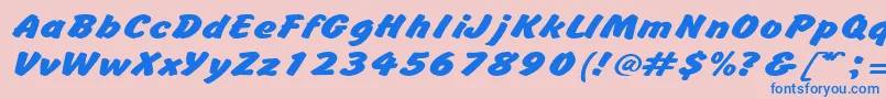 BrushhandexpandedRegular Font – Blue Fonts on Pink Background