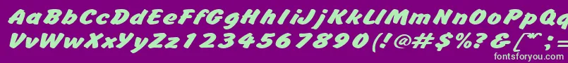 BrushhandexpandedRegular Font – Green Fonts on Purple Background