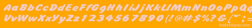 BrushhandexpandedRegular Font – Pink Fonts on Orange Background