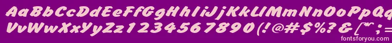 BrushhandexpandedRegular Font – Pink Fonts on Purple Background