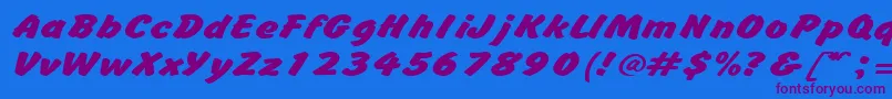 BrushhandexpandedRegular Font – Purple Fonts on Blue Background
