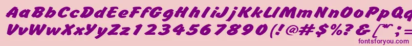 BrushhandexpandedRegular Font – Purple Fonts on Pink Background