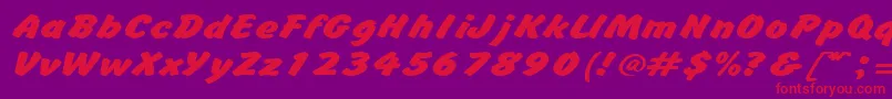 BrushhandexpandedRegular Font – Red Fonts on Purple Background