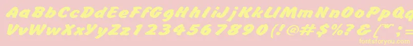 BrushhandexpandedRegular Font – Yellow Fonts on Pink Background
