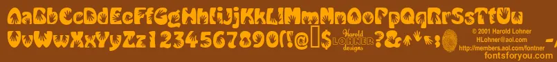 HandMe Font – Orange Fonts on Brown Background