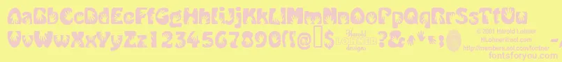 HandMe Font – Pink Fonts on Yellow Background