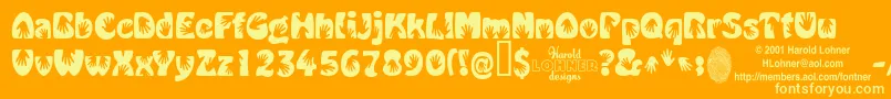 HandMe Font – Yellow Fonts on Orange Background