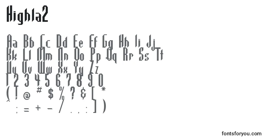 Schriftart Highla2 – Alphabet, Zahlen, spezielle Symbole