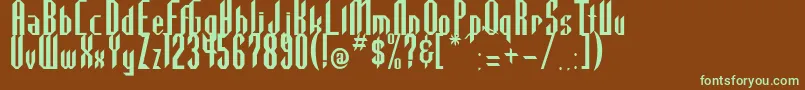 フォントHighla2 – 緑色の文字が茶色の背景にあります。