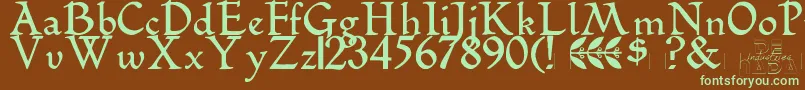 Romeodn Font – Green Fonts on Brown Background