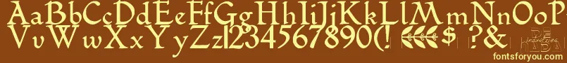 Romeodn Font – Yellow Fonts on Brown Background