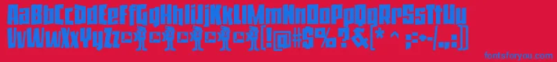 JackStanislavDemoFfp-Schriftart – Blaue Schriften auf rotem Hintergrund