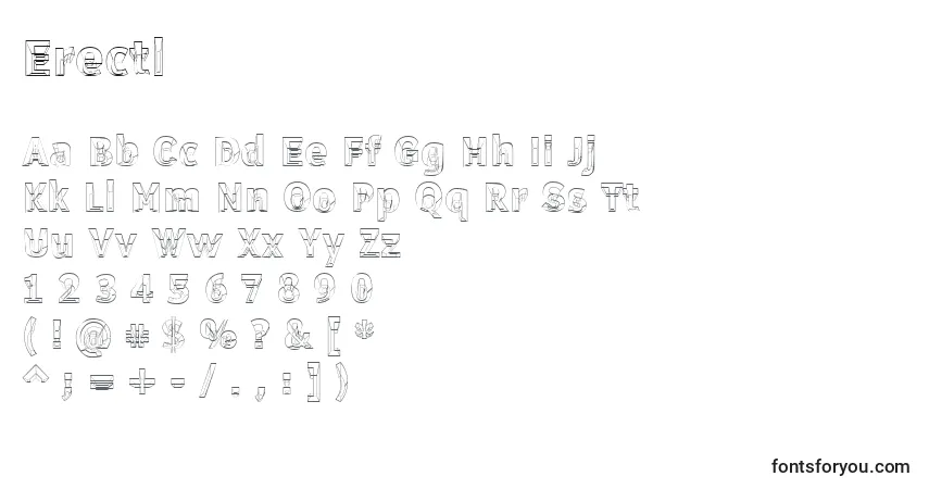 A fonte Erectl – alfabeto, números, caracteres especiais