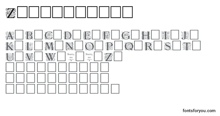 A fonte Zallmancaps – alfabeto, números, caracteres especiais
