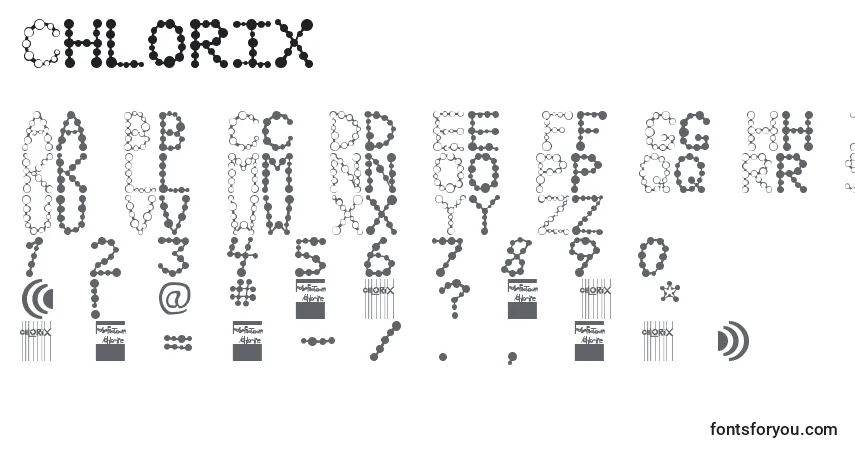 Czcionka Chlorix – alfabet, cyfry, specjalne znaki
