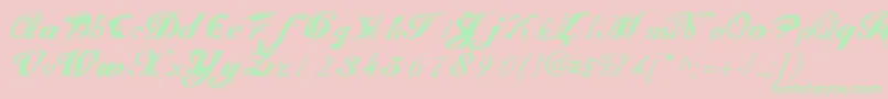 Fonte Scripteriatoid – fontes verdes em um fundo rosa