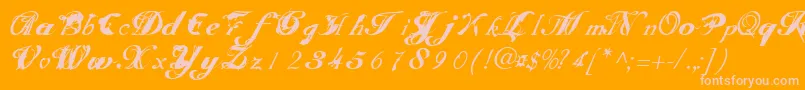 Scripteriatoid-Schriftart – Rosa Schriften auf orangefarbenem Hintergrund