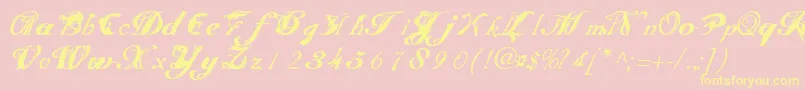 Scripteriatoid-Schriftart – Gelbe Schriften auf rosa Hintergrund