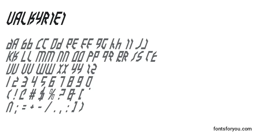 Valkyriei-fontti – aakkoset, numerot, erikoismerkit