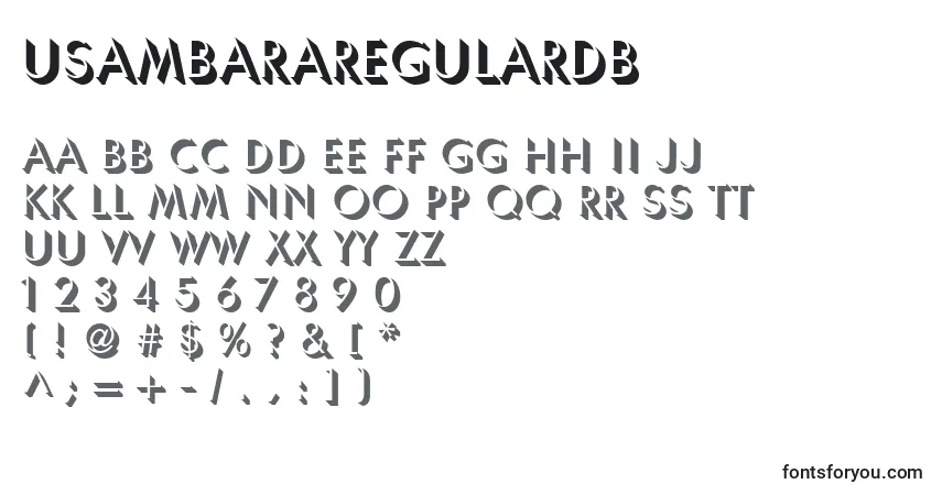 Czcionka UsambaraRegularDb – alfabet, cyfry, specjalne znaki