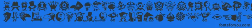 Minipicslilcreatures Font – Black Fonts on Blue Background