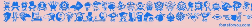 Minipicslilcreatures Font – Blue Fonts on Pink Background