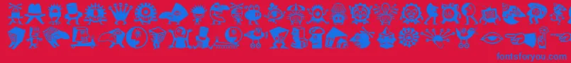 Minipicslilcreatures Font – Blue Fonts on Red Background