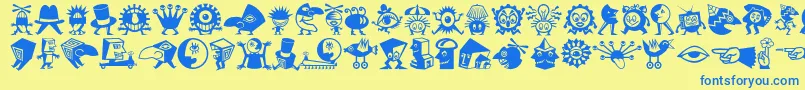 Minipicslilcreatures Font – Blue Fonts on Yellow Background