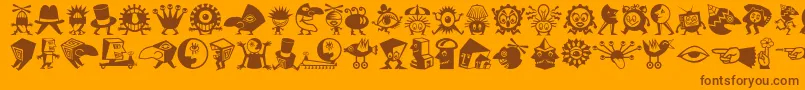 Minipicslilcreatures Font – Brown Fonts on Orange Background