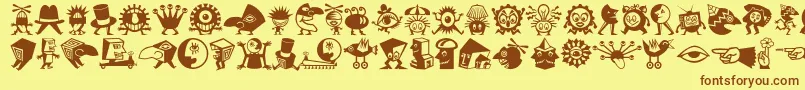 Minipicslilcreatures Font – Brown Fonts on Yellow Background