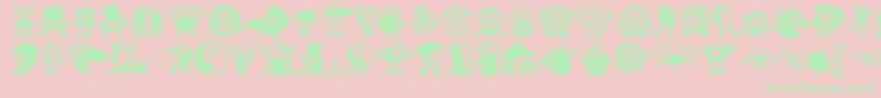 Minipicslilcreatures-Schriftart – Grüne Schriften auf rosa Hintergrund